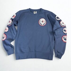 Patriotic USA Sweatshirt Unisex S Blue Graphic Sleeve Pullover Pacific & Co